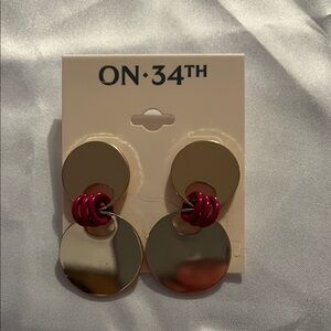 Gold and Pink Dangle Earrings